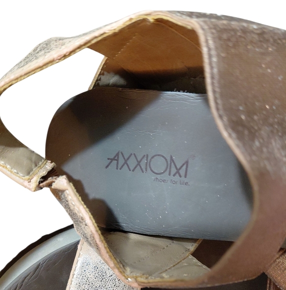 Axxiom Metallic Wedge Sandals Gold And Bronze Evian Open Toe Sandal Size 8 - Picture 9 of 11